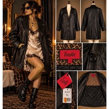 NEW Excelled Collection Plus Sz 1X Black Leather Mid Length Jacket Coat NWT picture