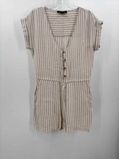 Pre-Owned Sanctuary Tan Size XS Stripe Short Sleeve Romper picture