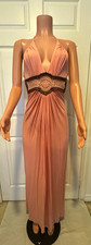 Sky Brand Womens Pink Halter Backless Maxi Dress Crochet Accent Rayon Size S picture