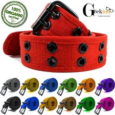 NEW Unisex 100% Canvas Belt Double Grommet Hole For Men Women Buckle Jean picture