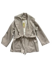 OGL Move Oatmeal Shawl Collar Belted Fleece Lined Wrap Cardigan Jacket XL picture