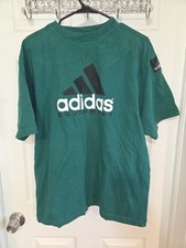 VintageAdidas Equipment Men's L Green Graphic Logo Crew Neck Short Sleeve TShirt picture