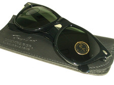 VINTAGE B&L RAY-BAN L1724 G15 UV CRYSTAL BLACK EBONY WAYFARER II SUNGLASSES NEW picture