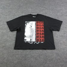 Better Living Garments Shirt Mens L Black Graphic Crew Neck BLG Print NWOT picture