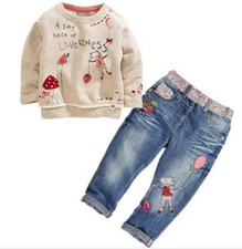 2Pcs Toddler Infant Girls Outfits Long Sleeve tops +Denim pants Kids Clothes Set picture