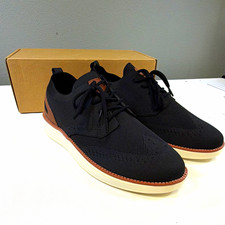 ABCDZ7 Mens Black Mesh Lace-Up Sneakers Brown Accents Beige Sole 46 Size 12 picture