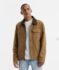 Men's Brown Solid Zip-Front Short Jacket Point Collar Chest Pocket picture