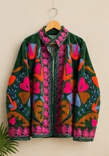 Handmade Suzani Embroidered Jacket | Boho Ethnic Floral Embroidery | Unisex picture