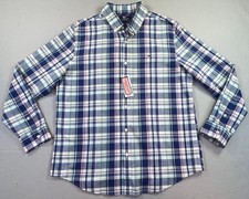 Vineyard Vines Shirt Blue Plaid Slim Fit Whale Logo Button Up Preppy, NWT, Sz L picture