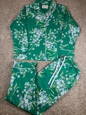 The Cat's 2 Piece Pajamas Garden Posy Green Luxe 100% Cotton Medium picture
