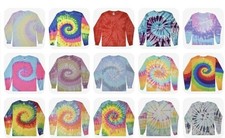 Colortone Tie Dye Long Sleeve T-Shirt Multicolor Cotton Adults Kids Youth Tee picture