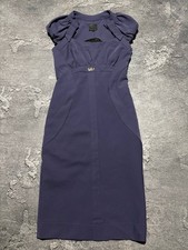 FENDI SELLERIA Vintage Blue Sheath Dress IT 40 S FF Logo Lining Made in Italy picture