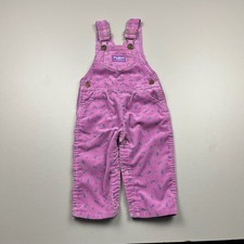OshKosh B'gosh Corduroy Overalls Kids 24 Months Purple Floral Vintage USA Made picture