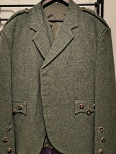 Scottish Men's Lovat Green Argyle Jacket Handmade Kilt Jacket With 5 Button Vest picture