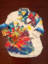 Robert Graham EXPLOSIVE POPPY Womens M Limited Edition Beaded Shirt NWT $398 picture