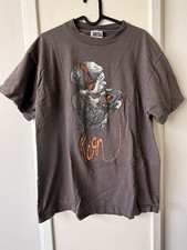 Vintage KORN Follow The Leader T-Shirt Faded Gray 90s Giant Band Tee Large picture