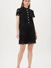 NWT Trina Turk Hani Black Floral Lace Shift Dress w/ Crystal Buttons - Size 2 picture