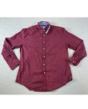 Tommy Hilfiger Mens Red Striped Long Sleeve Button Down Shirt XL picture