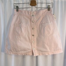 VTG 80s 90s Bongo Pink Denim Mini Skirt Button Front NWT Made In USA Size 11 picture