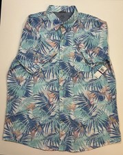 IZOD Saltwater Dockside XXL Short Sleeve Button-Up Shirt, Tropical Print picture