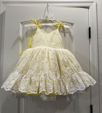 Evie's Closet Yellow Eyelet Tiered Ruffle Party Dress - Size 4 picture
