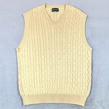 Vintage George Howard Sweater Vest Mens Large Yellow Alpaca Silk Blend Cableknit picture