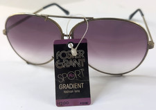 NOS Vintage 1980’s Sunglasses Foster Grant Silver Frame Purple Aviator Lens  picture