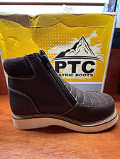 PTC Patric Boots Men’s 6.5 Brown Leather Ankle Zip Casual Round Toe Boot picture