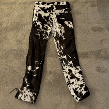 NYRVA Men Genuine Cowhide Lace-Up Raw hide Pants Natural  Western Style Pant picture