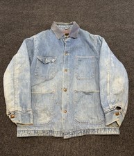 Vintage 70s Dee Cee Blanket Lined Denim Chore Barn Jacket Size M Distressed picture