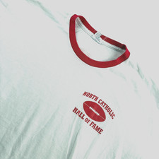 VTG Anvil Men’s Cotton Ringer Crew Neck Football T-Shirt White • Small picture