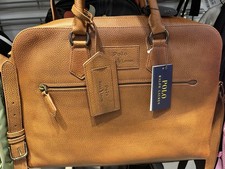NEW   Polo Ralph Lauren Pebbled Leather Briefcase Commuter Bag Brown  MSRP $368 picture