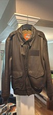 Cooper Brown Leather Bomber Flight Jacket Lined Zip Big & Tall Men’s 46 picture