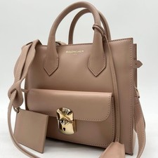 Balenciaga All Afternoon 2way Leather Handbag Pink Beige Shoulder Bag picture
