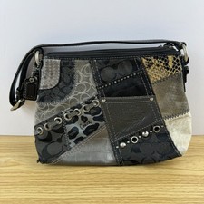 Vintage COACH Y2K Patchwork Shoulder Bag Mixed Materials Auth picture