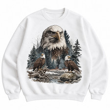 Vintage Bald Eagle Sweatshirt Wildlife Forest Nature Graphic Crewneck picture