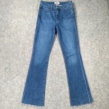 Paige Jeans Womens 27 Blue High Rise Manhattan Raw Hem Bootcut Denim Pockets picture