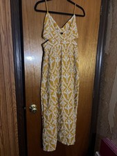 Zara Eyelet Embroidered Cutout Midi Dress Size S Mustard Yellow picture