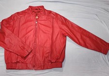 RARE VINTAGE HEIN GERICKE RED LEATHER BIKER JACKET 44 W (M - L) UNISEX BEAUTIFUL picture