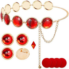 Red Gem Waist Belt,Raven Costume Accessories Belt,Adjustable,Cosplay,10Pcs | picture