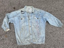 Senior Cords Denim Jacket Handwritten High School Varsity Chore Coat VINTAGE picture