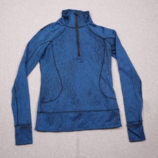 Lululemon 1/4 Zip Pullover Womens 4 Blue Long Sleeve Mock Neck Running Top picture