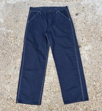 Vtg 60s 70s Denim Carpenter Blue Jeans Dungarees Workwear Painter Jeans 30x28 picture