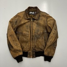 Vintage Schott Sportswear Aged Leather Bomber Flight Jacket Mens Size 42 G2U picture