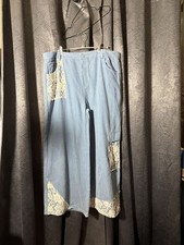 Davi & Dani Lace Patchwork Wide Leg Denim Pants Light Wash Size 1XL picture