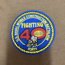 Vintage 2004 US Navy NMCB 40 Seabees Okinawa Japan Deployment T-Shirt L Brown picture