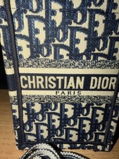 AUTHENTIC Christian Dior Blue Oblique Mini Vertical Book Tote Crossbody Bag 23