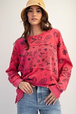 Easel Women's Floral Waffle Knit Long Sleeve Thermal Top picture