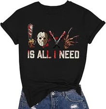 Love is All I Need Halloween Squad Shirt Women Novelty Horror Movies T-Shirt Hal picture