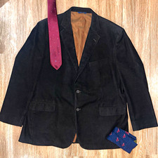 Brooks Brothers 1818 Madison Mens Black Corduroy Blazer Sport Coat 48R picture